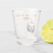 Spooky Halloween pompoen Drink me als je durft Shot Glas (Achterkant)