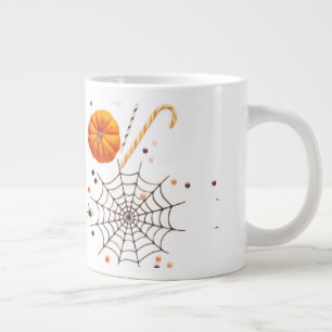 Spooky Halloween pompoenen, Spider Webs Vliegende  Extra Grote Beker