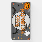 Spooky Halloween pompoenen, vleermuizen, spoken, s Spandoek (Verticaal)