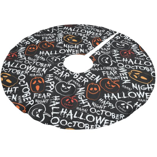 Spooky Halloween-pompoenen zeggen getitreerd patro Kerstboom Rok (Gekanteld)