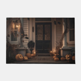 Spooky Halloween Porch Decor met Jack-o'-Lanterns Deurmat