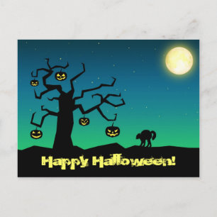 Spooky Halloween Pumpkin-boom - Briefkaart