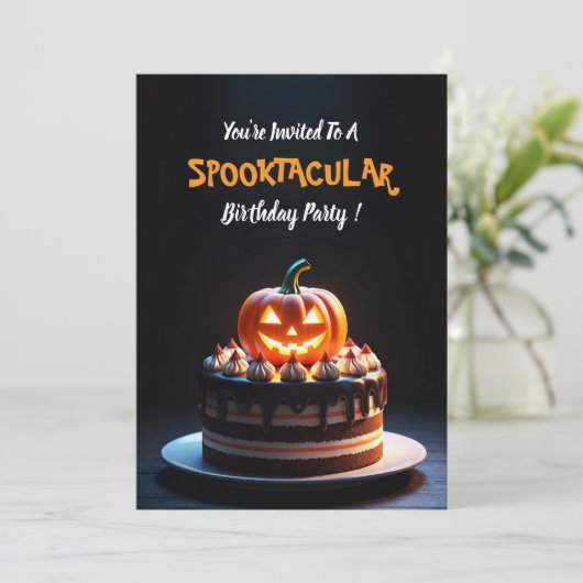 Spooky Halloween Pumpkin Cake Design - Verjaardag Kaart (Staand voorkant)