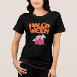 Spooky Halloween Pumpkin met vleermuizen Fun Hallo Tri-Blend Shirt