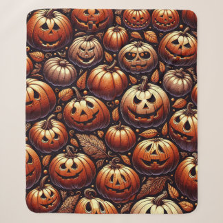 Spooky Halloween Pumpkin Sherpa Blanket Deken