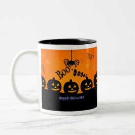 Spooky Halloween Pumpkins Jack-o-Lantern Tweekleurige Koffiemok