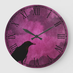 Spooky Halloween Raven Prints Grote Klok