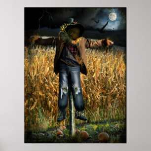 Spooky Halloween Scarecrow Poster