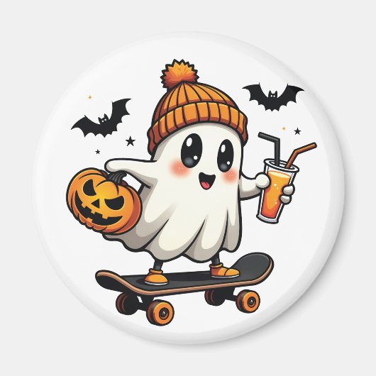 Spooky Halloween Schaatsen Pompoen Spice Ghost Her Magneet (Voorkant)