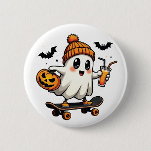 Spooky Halloween Schaatsen Pompoen Spice Ghost Her Ronde Button 5,7 Cm