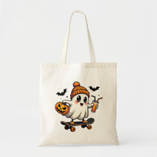 Spooky Halloween Schaatsen Pompoen Spice Ghost Her Tote Bag