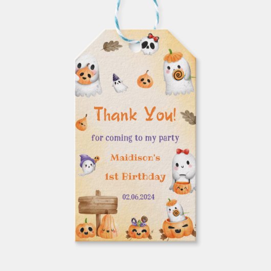Spooky Halloween Schattigee geest Dank u Cadeaulabel (Voorkant)