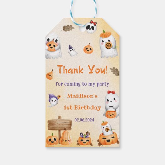 Spooky Halloween Schattigee geest Dank u Cadeaulabel (Achterkant)