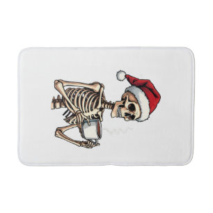 Spooky Halloween Sipping Coffee Christmas Santa Badmat