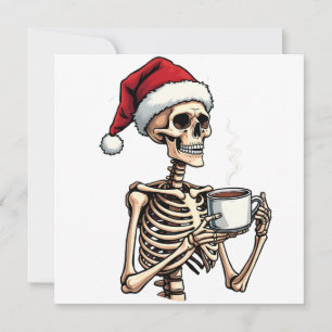 Spooky Halloween Sipping Coffee Christmas Santa Kaart