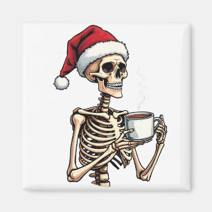 Spooky Halloween Sipping Coffee Christmas Santa Magneet