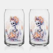 Spooky Halloween Skeleton Drinkware Set Can Glass Blikvorm Glas (Voorkant)