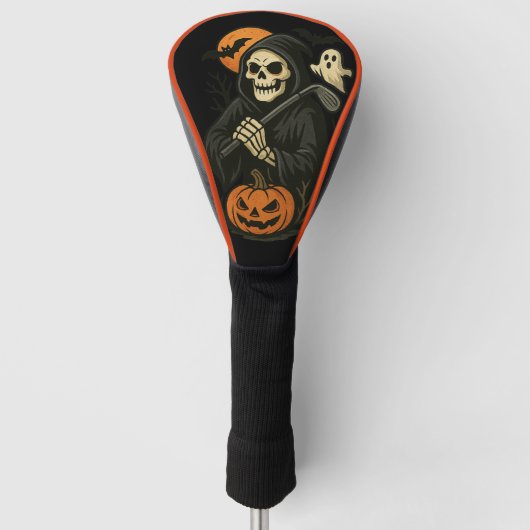 Spooky Halloween Skull Driver Golfheadcover (Voorkant)