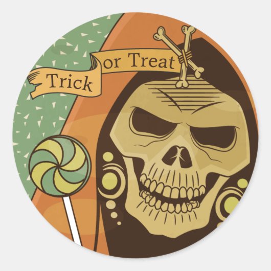 Spooky Halloween Skull | Sticker-afdichting Ronde Sticker (Voorkant)