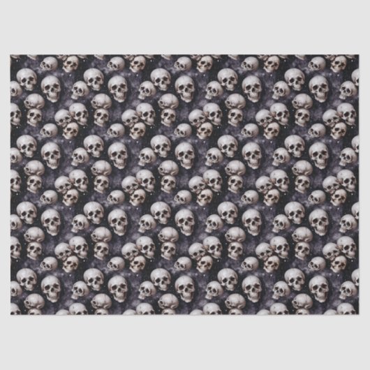 Spooky Halloween Skulls on a Galaxy Background Tissuepapier (Voorkant)