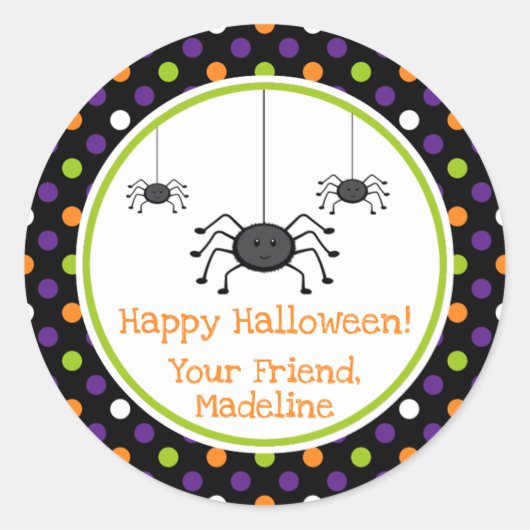 Spooky Halloween Spider | Kinder Halloween Sticker (Voorkant)