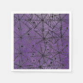 Spooky Halloween Spider Webs op Paarse Servet (Voorkant)