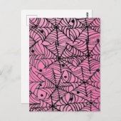 Spooky Halloween Spider Webs op Roze Briefkaart (Voorkant / Achterkant)