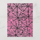 Spooky Halloween Spider Webs op Roze Briefkaart (Voorkant)