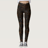 Spooky Halloween Spinnenweb Zwart Sinaasappel Wit Leggings (Voorkant)