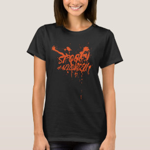 Spooky Halloween Splash Retro Rood Sinaasappel Hor T-shirt