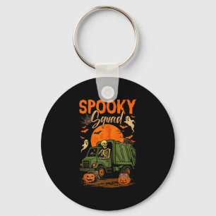 Spooky Halloween Squad Skeleton Driving Garbage TR Sleutelhanger
