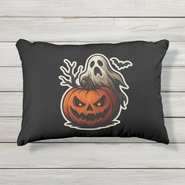 Spooky Halloween Sticker Buitenkussen (Voorkant)