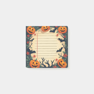 Spooky Halloween Sticky Notes met Pumpkins & Bats
