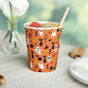Spooky Halloween symbolen naadloos patroon Papieren Bekers