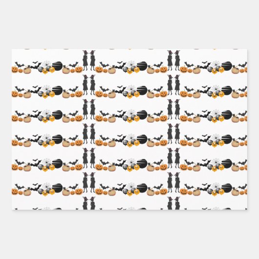Spooky Halloween Symbols BOO Jack O Lantern Moon Inpakpapier Vel (Voorkant 2)