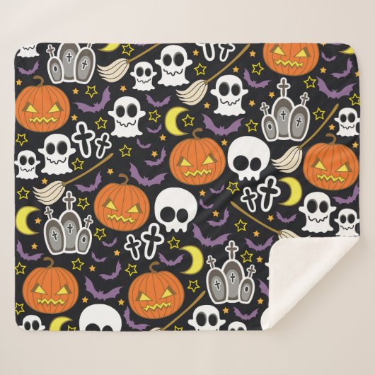 Spooky Halloween: thema achtergrond ontwerp. Sherpa Deken (Voorkant (horizontaal))