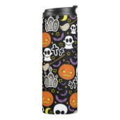 Spooky Halloween: thema achtergrond ontwerp. Thermosbeker (Gedraaid links)