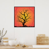 Spooky Halloween Tree Poster (Keuken)