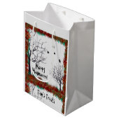 Spooky Halloween Trees Foliage Border personaliser Medium Cadeauzakje (Voorkant Gekanteld)