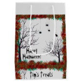 Spooky Halloween Trees Foliage Border personaliser Medium Cadeauzakje (Achterkant)