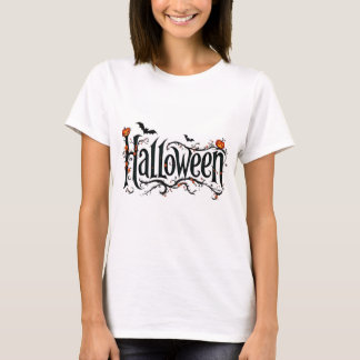 Spooky Halloween Typografie T-shirt met pompoenen
