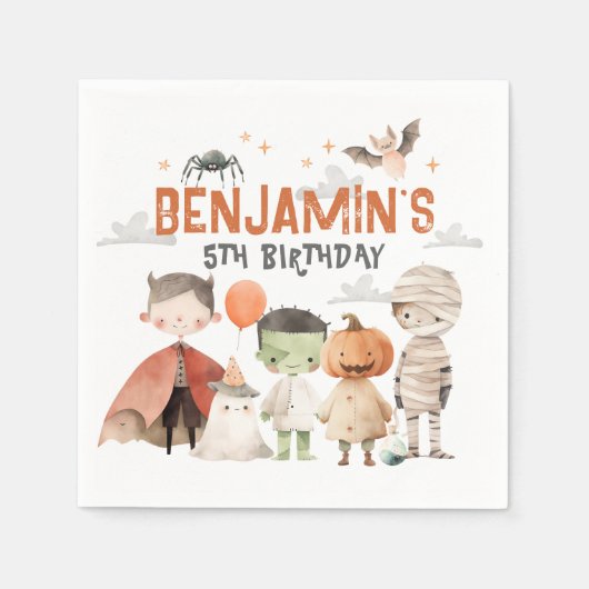 Spooky Halloween verjaardagsfeestje servetten (Voorkant)