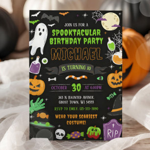 Spooky Halloween verjaardagsfeestje uitnodiging Ki