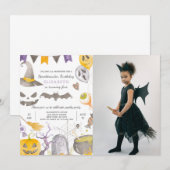 Spooky Halloween verjaardagsuitnodiging met foto Kaart (Voorkant / Achterkant)