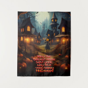 Spooky Halloween Village met Scare Crow Wandkleed