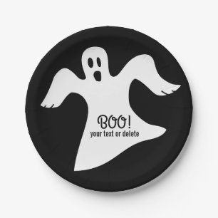 Spooky Halloween White Ghost Gezegde BOO! Papieren Bordje