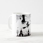 Spooky Halloween Witch & Bats Pattern Mug (Devant gauche)
