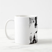 Spooky Halloween Witch & Bats Pattern Mug (Gauche)