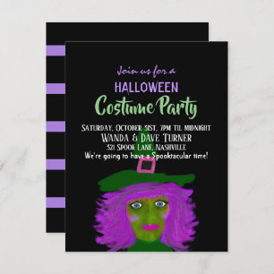 Spooky Halloween Witch Costume Party Kaart