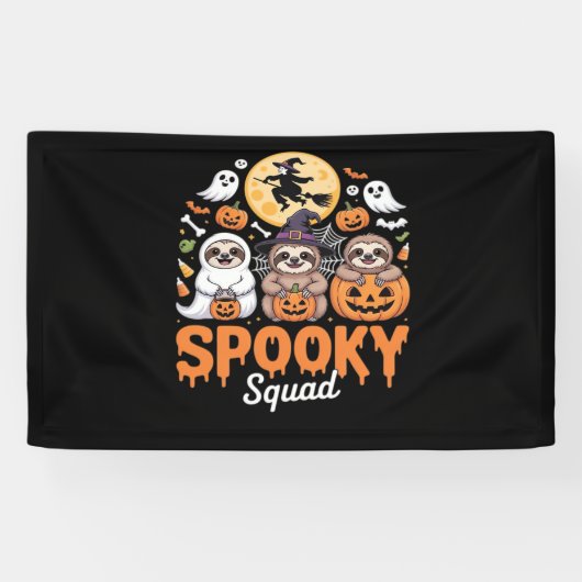 Spooky Halloween Witch Funny Horror Sloths Essenti Spandoek (Horizontaal)